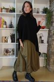 Bowie Asymmetric Turtle Neck Ribby Knit Black